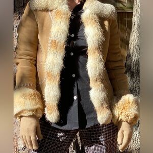 Shearling Lined Coat with Fur Trim